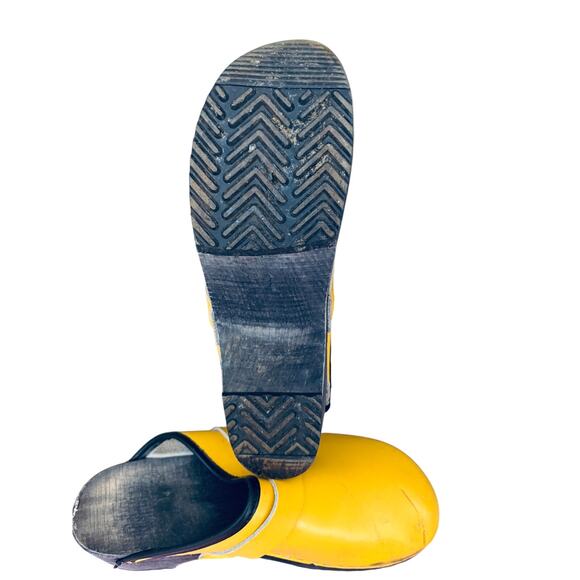 Jena – Yellow Leather Wooden Swedish Clogs Size 39 US 8-8.5 - Picture 7 of 8